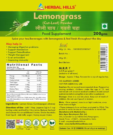 Herbal Hills Lemongrass - 200 Gms
