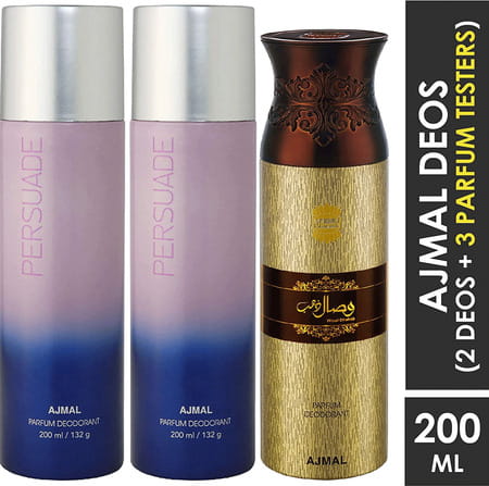 Ajmal 2 Persuade For Men & Women & 1 Wisal Dhahab For Men Deodorants Each 200ml Combo Pack Of 3