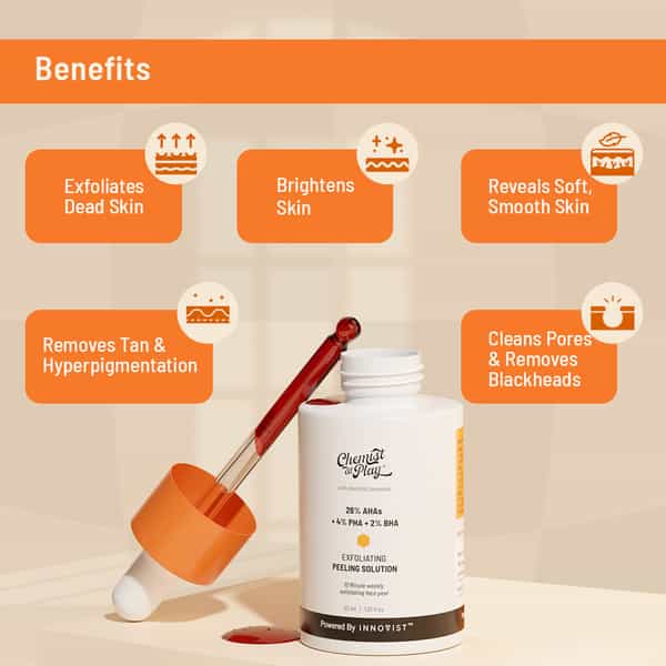 Chemist At Play 26% Aha + 4% Pha + 2% Bha Peeling Solution | Weekly Exfoliating Face Peel 30Ml