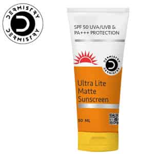 Dermistry Ultra Matte Finish Oil Free Sunscreen Spf 50 Water Based For Oily Dry Combination Skin