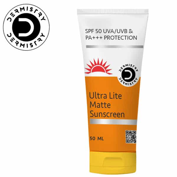 Dermistry Ultra Matte Finish Oil Free Sunscreen Spf 50 Water Based For Oily Dry Combination Skin