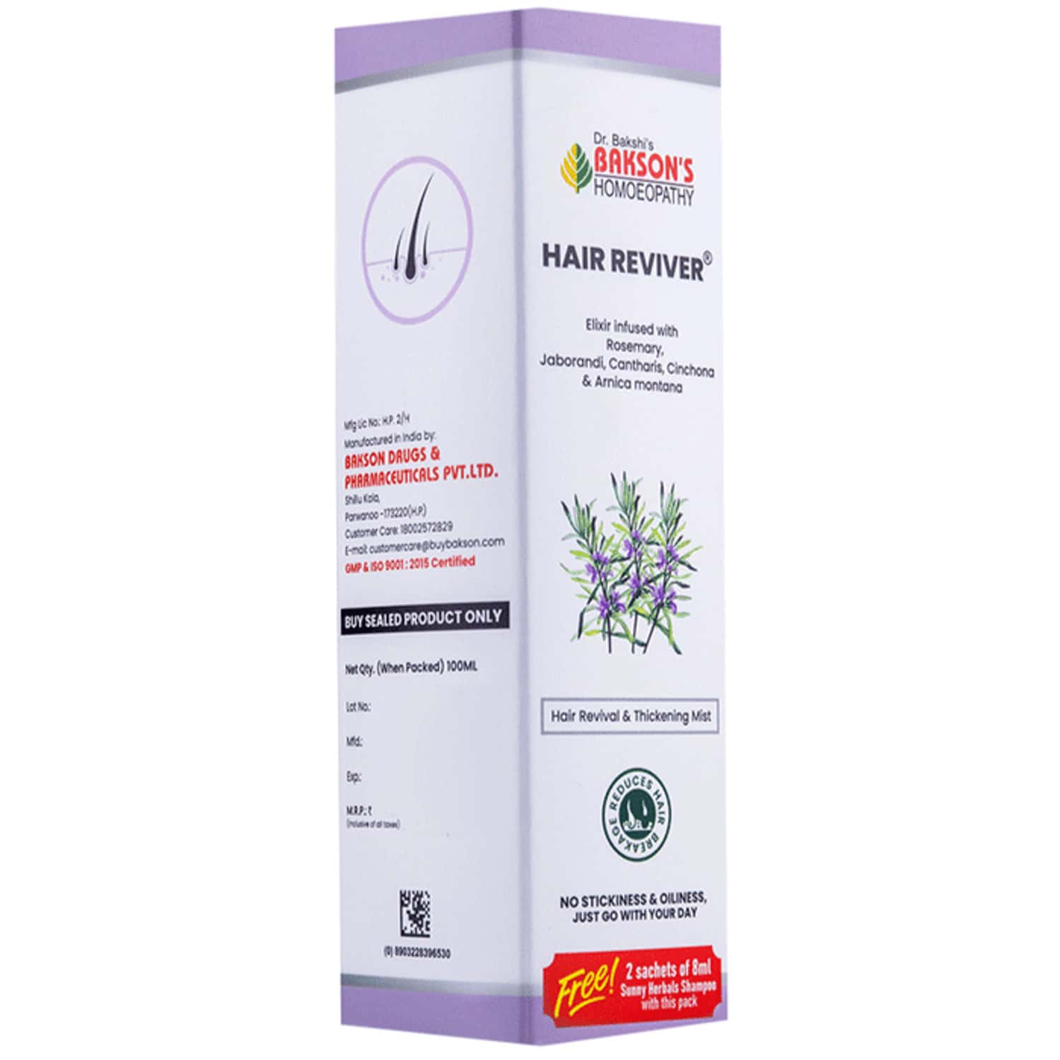 Baksons Homoeopathy Hair Reviver 100 Ml