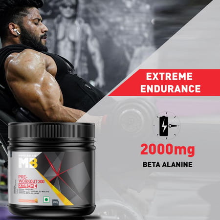 Muscleblaze Pre Workout 200 Xtreme (Fruit Punch | 30 Servings | 200G) | 200Mg Caffeine