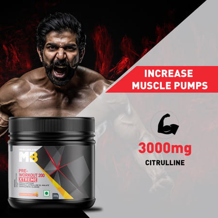 Muscleblaze Pre Workout 200 Xtreme (Fruit Punch | 30 Servings | 200G) | 200Mg Caffeine