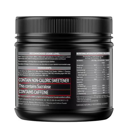 Muscleblaze Pre Workout 200 Xtreme (Fruit Punch | 30 Servings | 200G) | 200Mg Caffeine