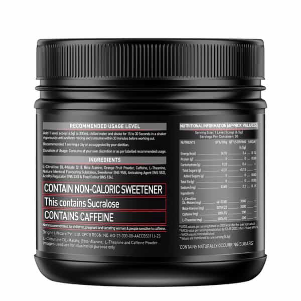 Muscleblaze Pre Workout 200 Xtreme (Fruit Punch | 30 Servings | 200G) | 200Mg Caffeine