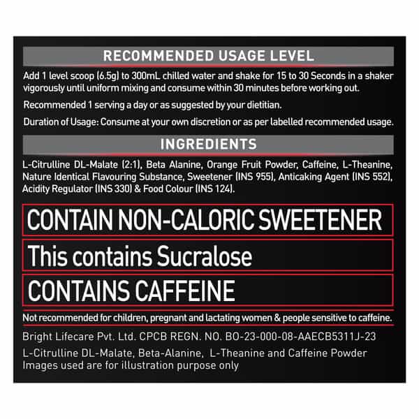 Muscleblaze Pre Workout 200 Xtreme (Fruit Punch | 30 Servings | 200G) | 200Mg Caffeine
