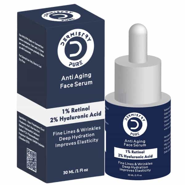Dermistry 1% Retinol 2% Hyaluronic Acid Anti Aging Moisturizer Face Serum Fine Lines & Wrinkles 30Ml
