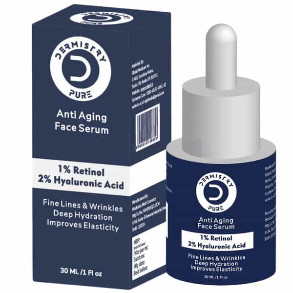 Dermistry 1% Retinol 2% Hyaluronic Acid Anti Aging Moisturizer Face Serum Fine Lines & Wrinkles 30Ml