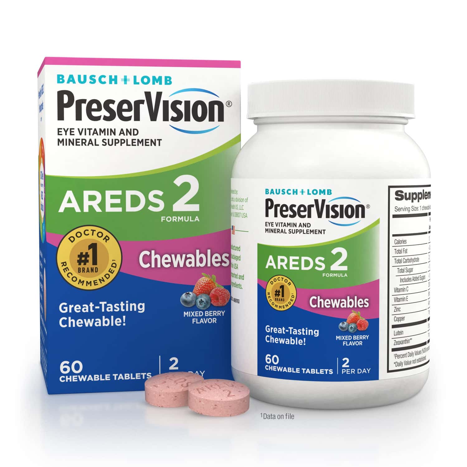 Bausch + Lomb Preservision Areds 2 Eye Vitamin | 60 Chewable