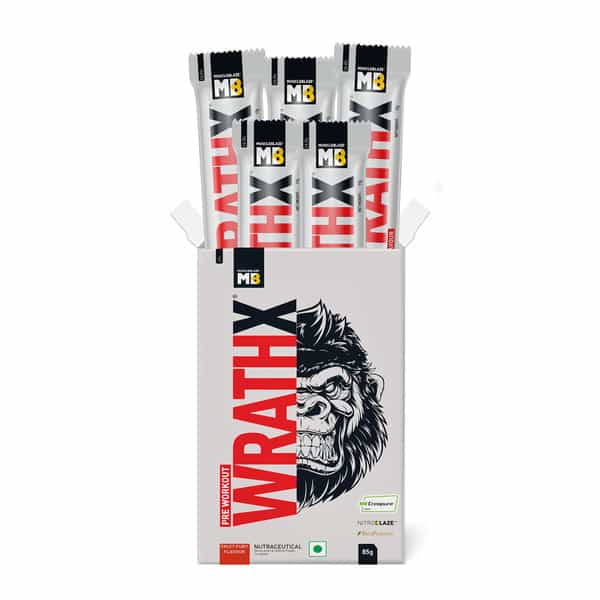 Muscleblaze Pre Workout Wrathx With Creapure ? | Enxtra | & Bioperine (Fruit Fury | 5X17g)