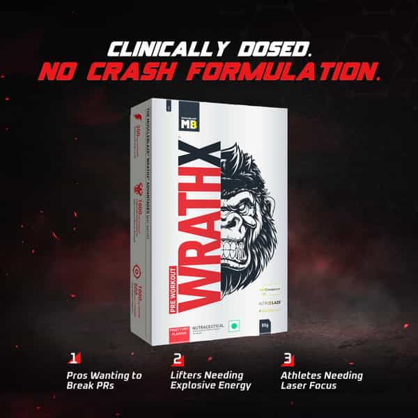 Muscleblaze Pre Workout Wrathx With Creapure ? | Enxtra | & Bioperine (Fruit Fury | 5X17g)