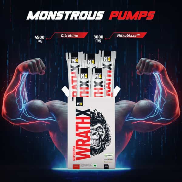 Muscleblaze Pre Workout Wrathx With Creapure ? | Enxtra | & Bioperine (Fruit Fury | 5X17g)