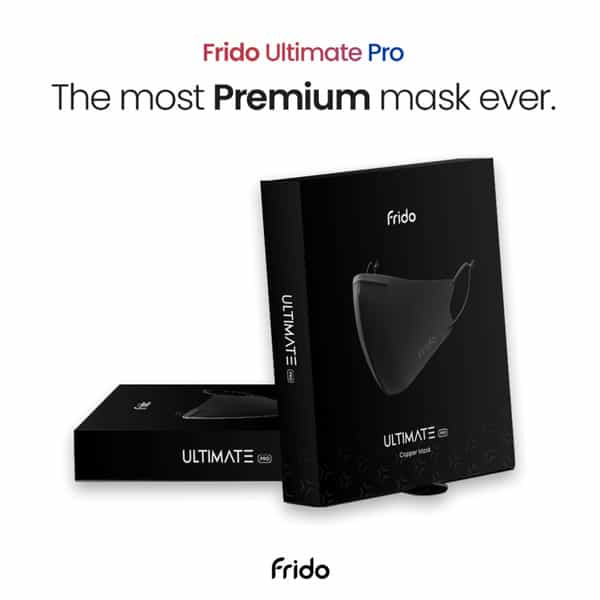 Frido Ultimate Pro Copper Treated Mask|Nose Clip|Ear Loop|Washable|Imported|Small Size (Pack Of 2)