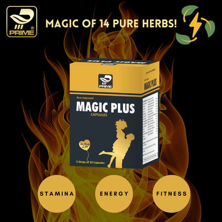 Prime Magic Plus Capsules - Ayurvedic Vitality & Wellness Formula For Men - 50n