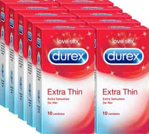 Durex Extra Thin Condoms For Men - 10 Count (pack Of 10)