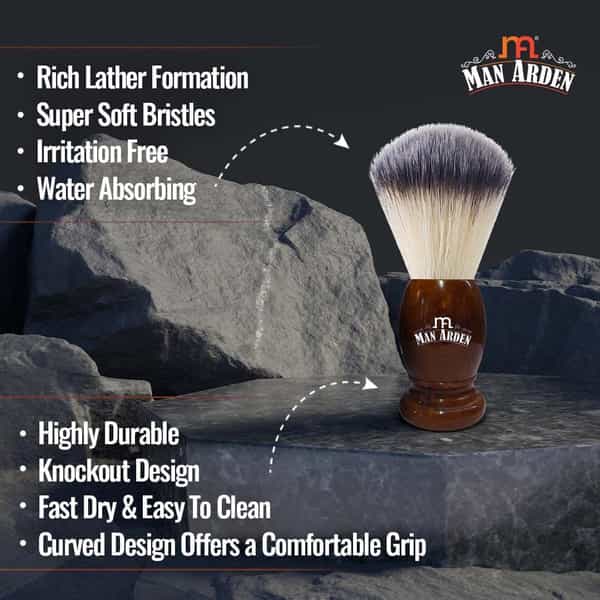 Man Arden Vintage Finish Premium Shaving Brush With Ultra Soft&Absorbent Bristles&Long Handle