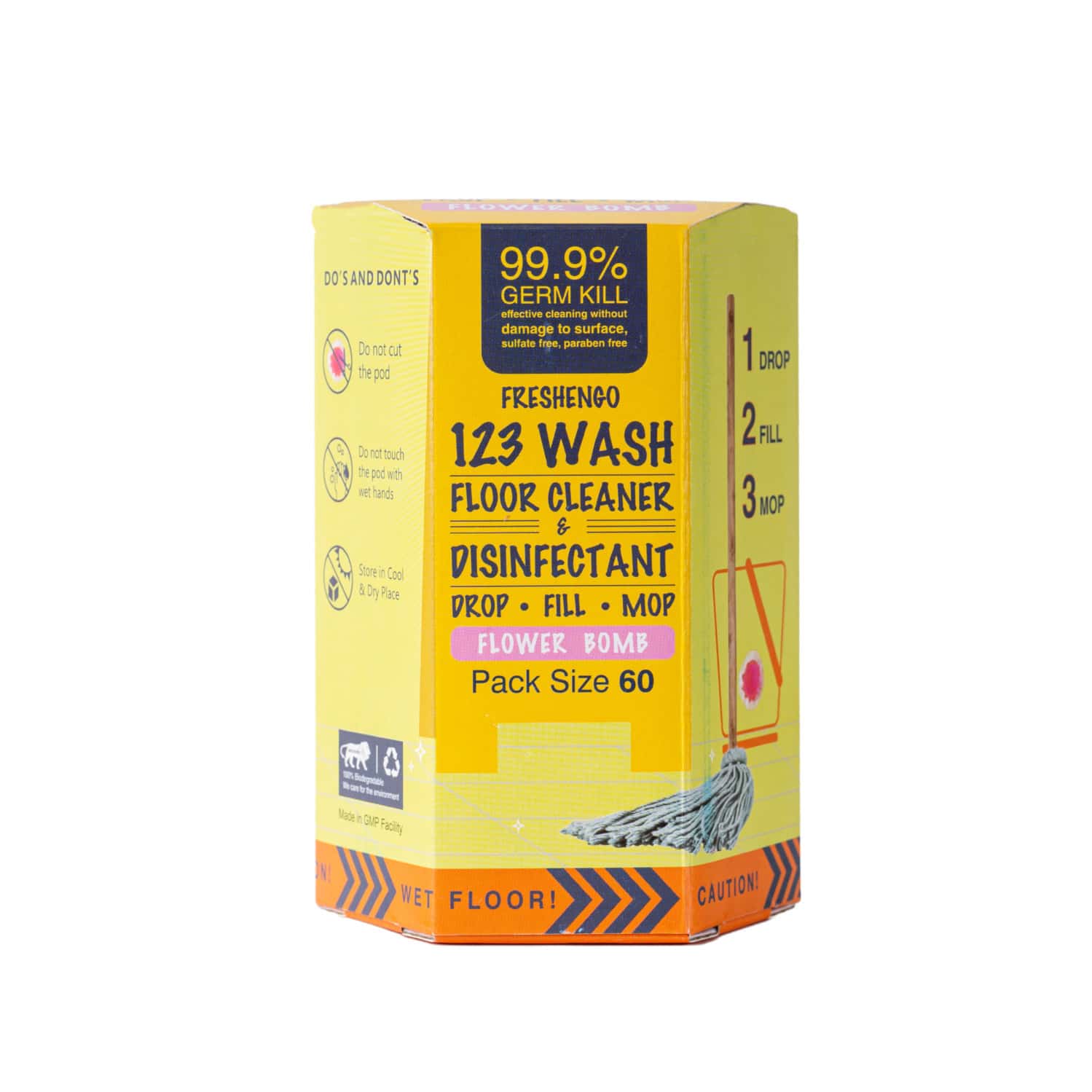 123wash Floor Cleaner And Disinfectant Flower Bomb (60 Pods)