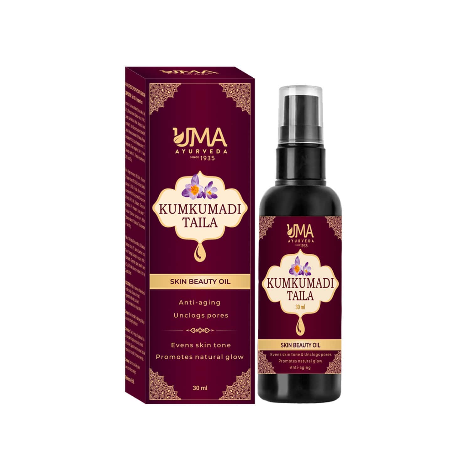 Uma Ayurveda Kumkumadi Tailam | For All Skin Types And No Side Effects - 30ml
