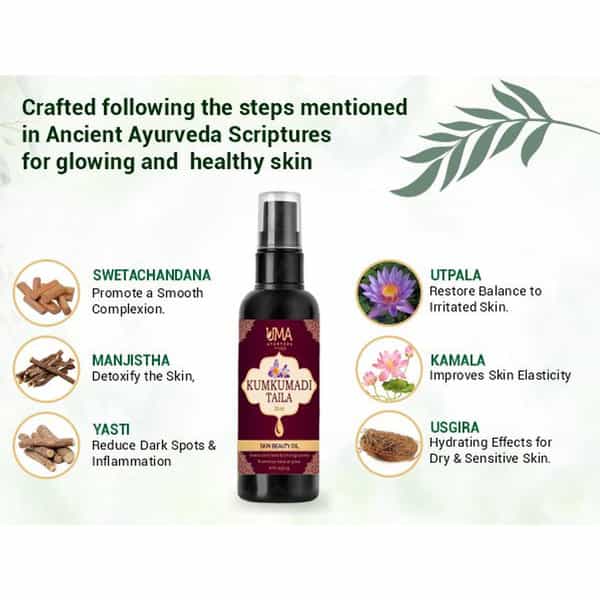 Uma Ayurveda Kumkumadi Tailam | For All Skin Types And No Side Effects - 30Ml