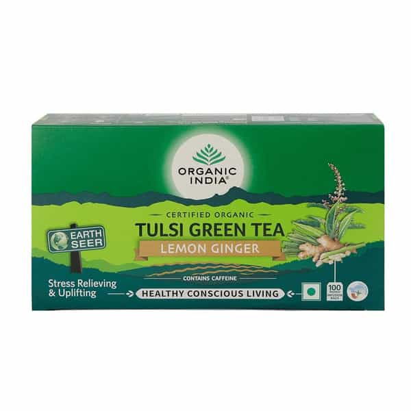 Organic India Tulsi Green Tea Lemon Ginger | 100 Teabags