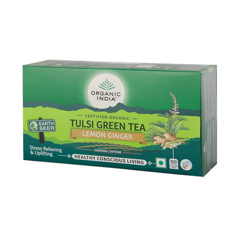 Organic India Tulsi Green Tea Lemon Ginger | 100 Teabags