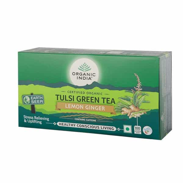 Organic India Tulsi Green Tea Lemon Ginger | 100 Teabags