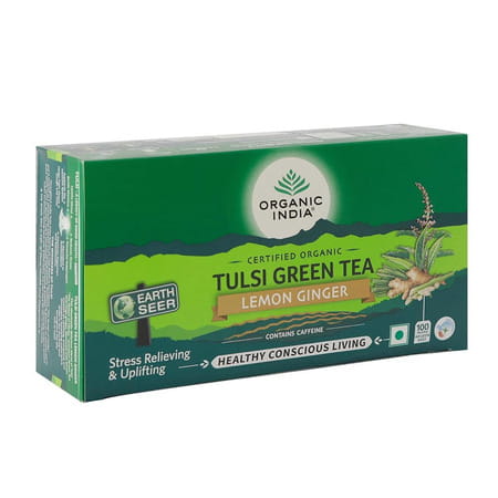 Organic India Tulsi Green Tea Lemon Ginger | 100 Teabags