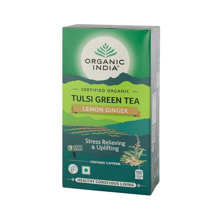 Organic India Tulsi Green Tea Lemon Ginger | 100 Teabags