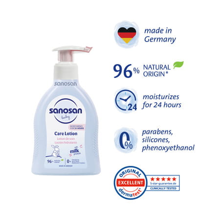Sanosan Milk Protein Formula Daily Moisturising Milky Lotion Mild & Gentle | Newborn Baby - 200ml