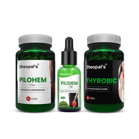 Sheopal'S Pilohem For Hemorrhoids & Thyrobic For Thyroid 60+60 Caps & 30ml Oil