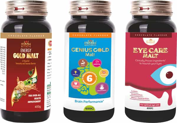 Mbdhwellness Eye Care+Genius Gold+Energy Gold Malt-Herbal Immunity Vision & Brain Booster