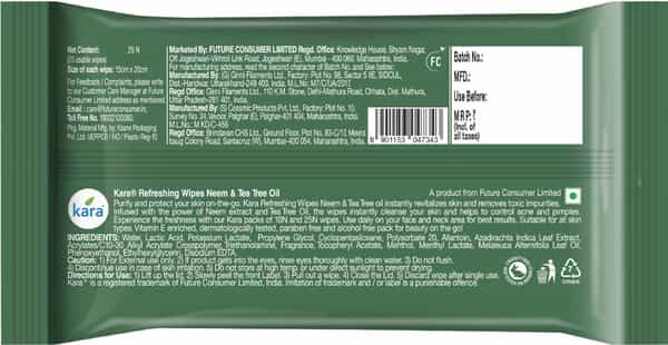 Kara Face Wipes Tea Tree & Neem 25P