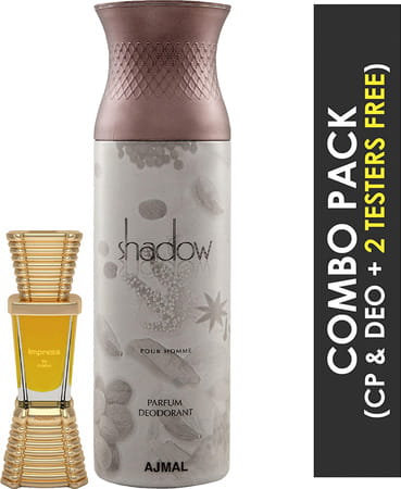 Ajmal Impress 10ml For Men And Shadow Homme Deodorant 200ml For Men + 2 Parfum Free