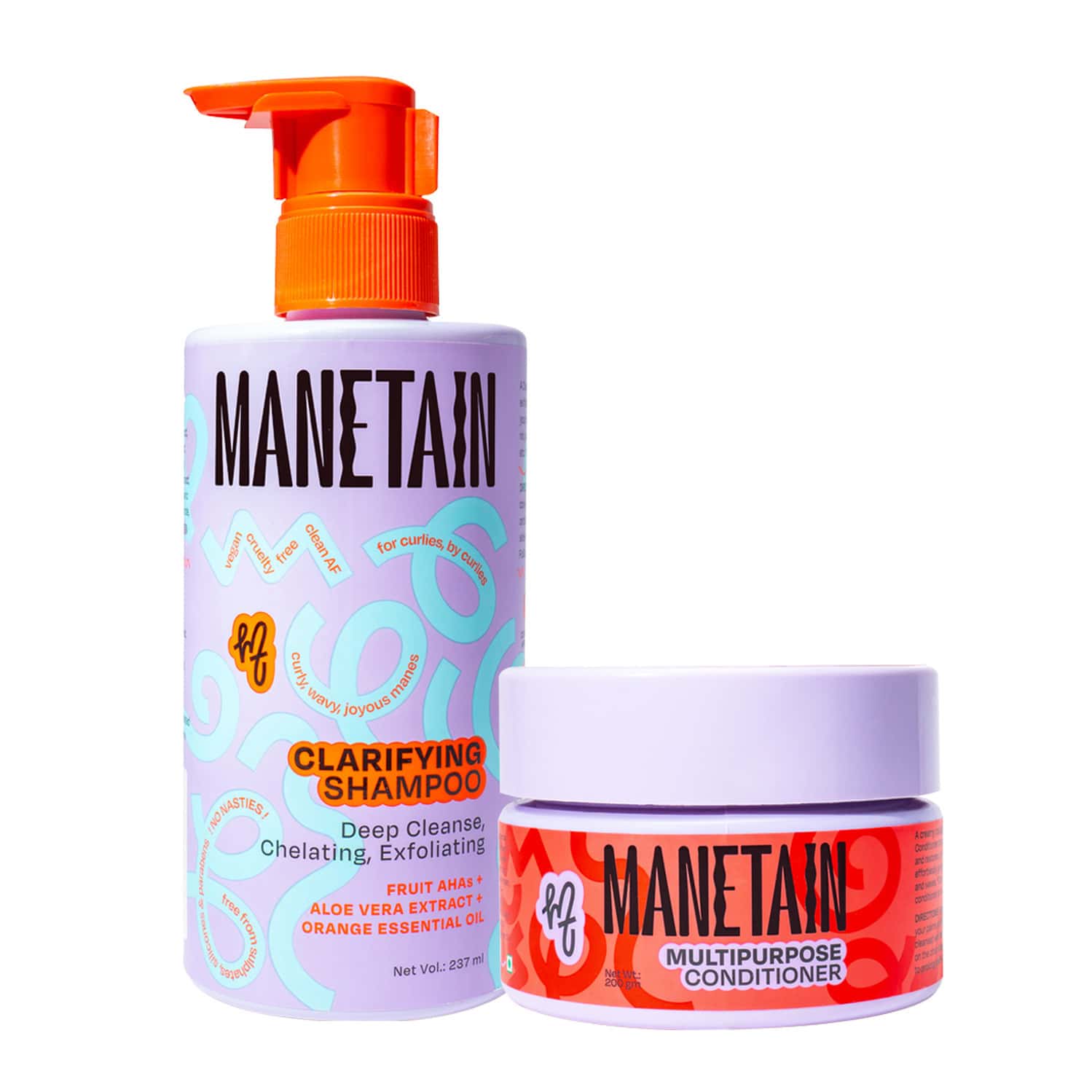 Manetain Squeaky Clean Bundle - Combo Of Clarifying Shampoo + Multipurpose Conditioner - 237 Ml Pack