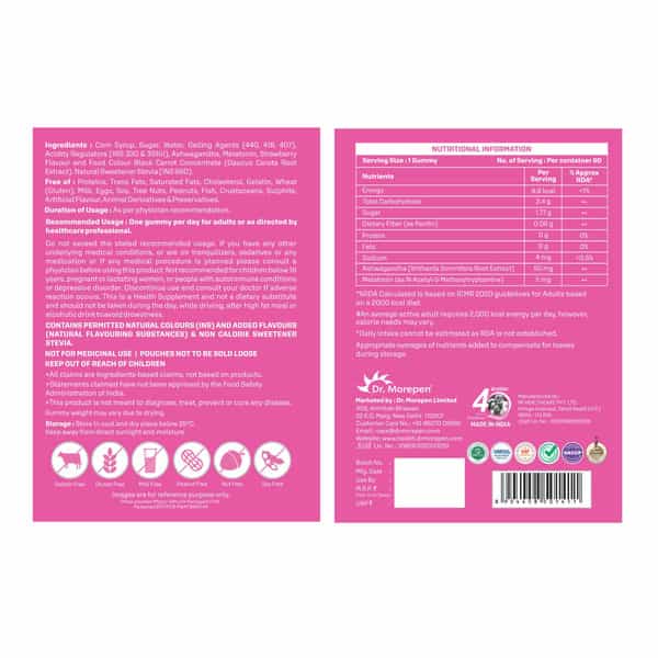 Dr. Morepen Relax Gummies With Ashwagandha & Melatonina 60 Count