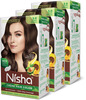 Nisha Creme Hair Color 3.0 Dark Brown 120Gm Pack Of 3, Ammonia Free Hair Colour, 100% Grey Coverage