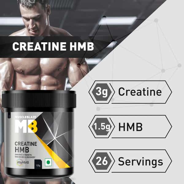 Muscleblaze Creatine Hmb With Myhmb|Strength Power & Endurance|Muscle Protein Synthesis (125 G)