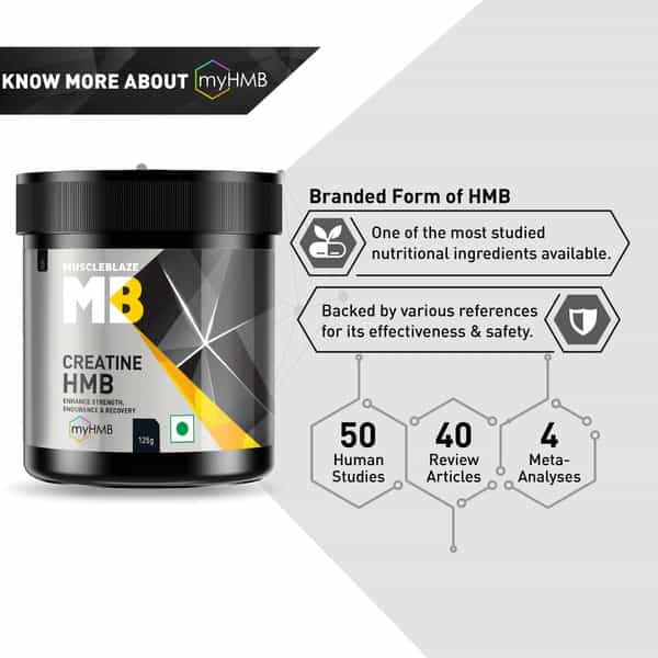 Muscleblaze Creatine Hmb With Myhmb|Strength Power & Endurance|Muscle Protein Synthesis (125 G)
