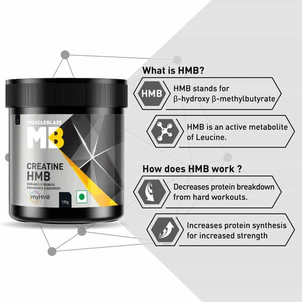 Muscleblaze Creatine Hmb With Myhmb|Strength Power & Endurance|Muscle Protein Synthesis (125 G)