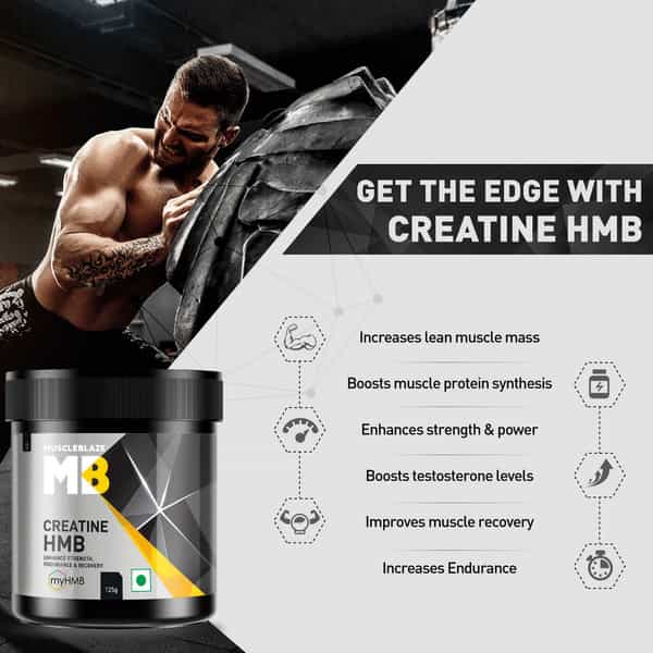 Muscleblaze Creatine Hmb With Myhmb|Strength Power & Endurance|Muscle Protein Synthesis (125 G)