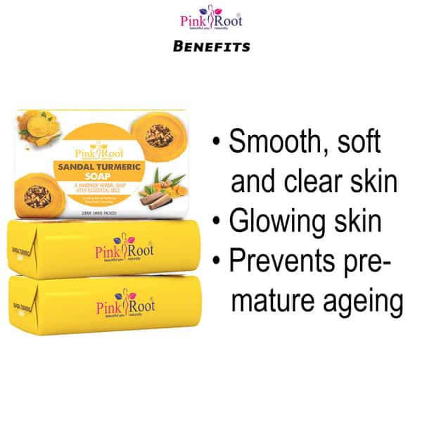 Pink Root Sandal Turmeric Soap 100Gm (Pack Of 3)