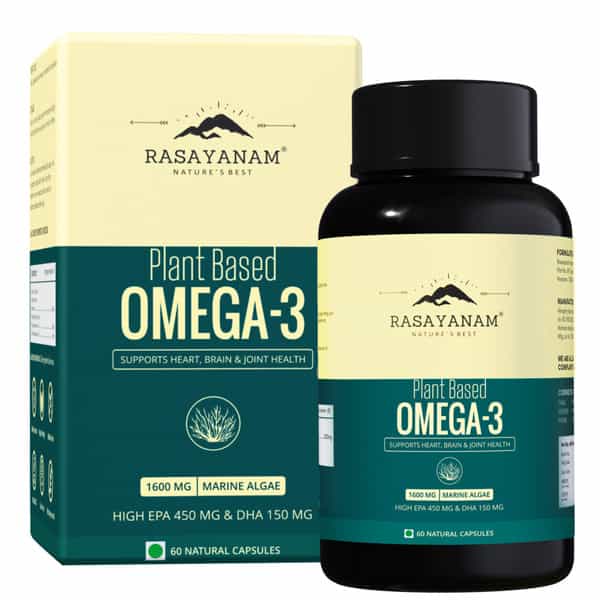 Rasayanam Omega - 3 | Vegan | No Burps | Epa+Dha | 60 Capsules | Pack Of 1