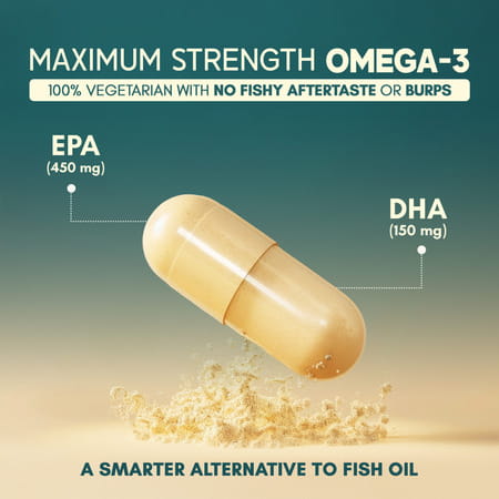 Rasayanam Omega - 3 | Vegan | No Burps | Epa+Dha | 60 Capsules | Pack Of 1