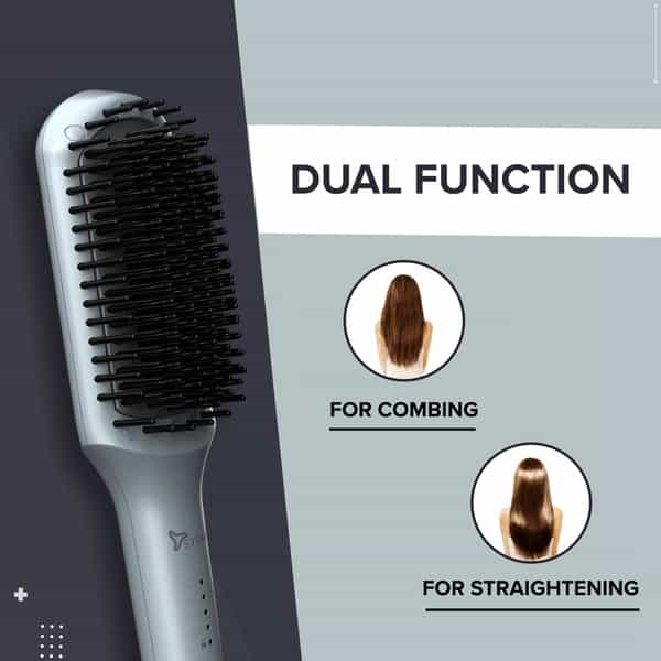 Syska Hbs300 Salon Finish Hair Straightening Brush With Ceramic Tourmaline Coated Heating Plate Blue