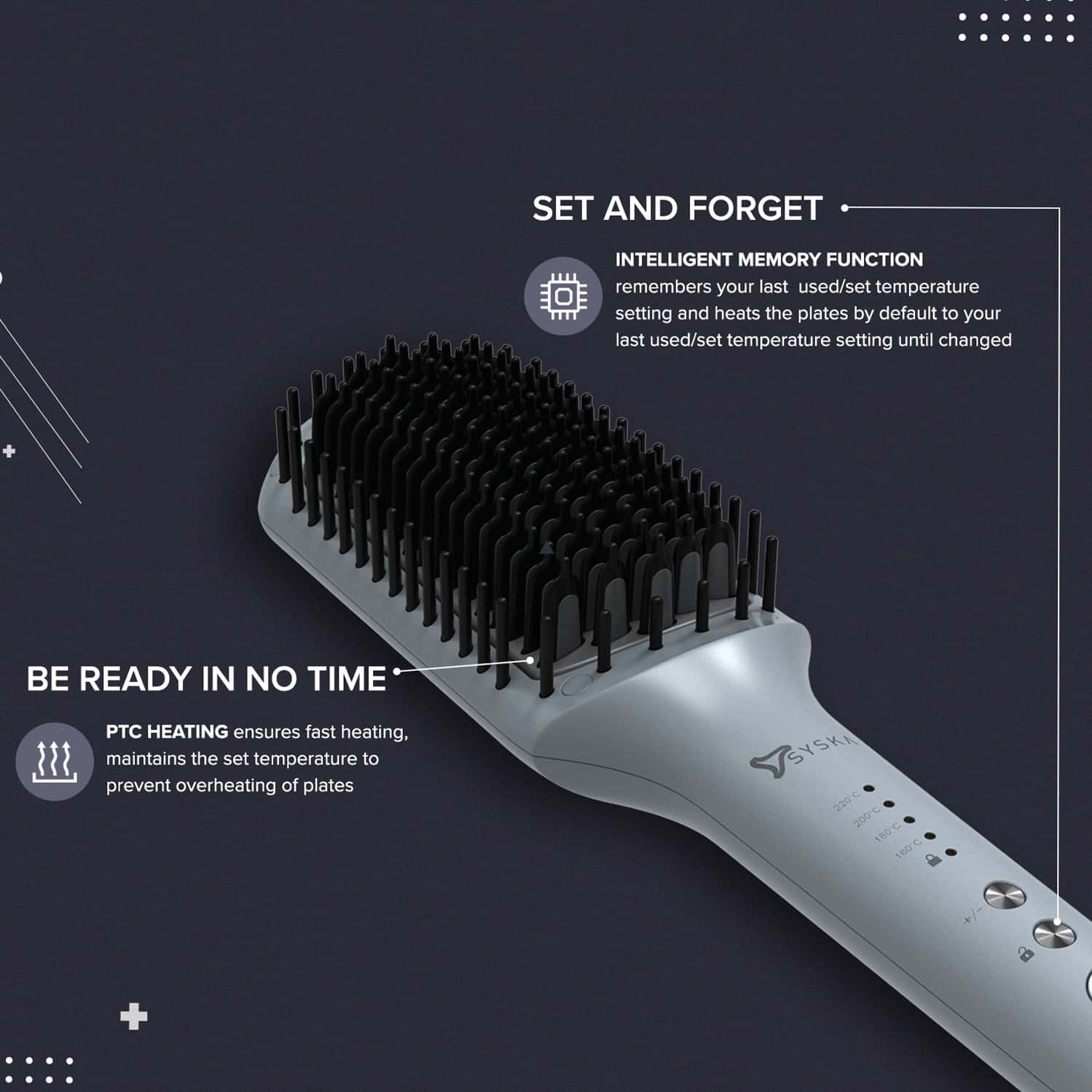 Buy SYSKA HBS300 SALON FINISH HAIR STRAIGHTENING BRUSH WITH CERAMIC