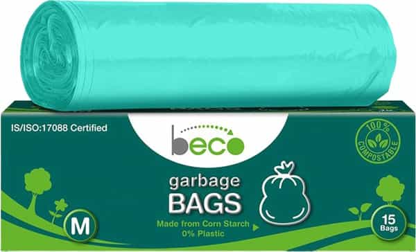 Beco Compostable Medium 19 X 21 Inches Garbage Bags/Trash Bags/Dustbin Bags - 15 Pieces