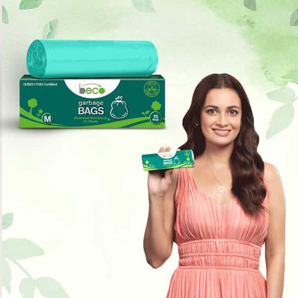 Beco Compostable Medium 19 X 21 Inches Garbage Bags/Trash Bags/Dustbin Bags - 15 Pieces