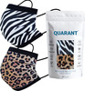 Quarant 4 Ply Designer Protective Surgical Face Mask With Nose Pin Animal Print Combo - Pack Of 50