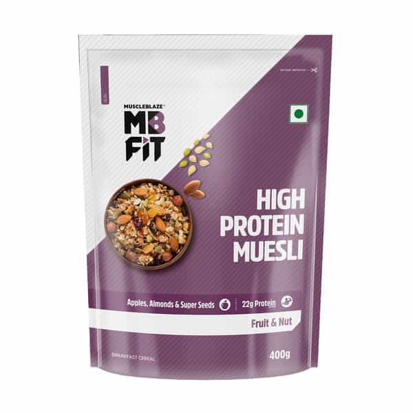 Muscleblaze Fit High Protein Muesli (Fruits & Nut | 400G) | 22G Protein